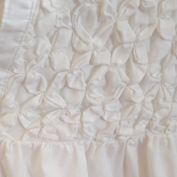 Maeve White Cropped Blouse with Textured Floral Design Babydoll 100% Cotton XS - Picture 3 of 7